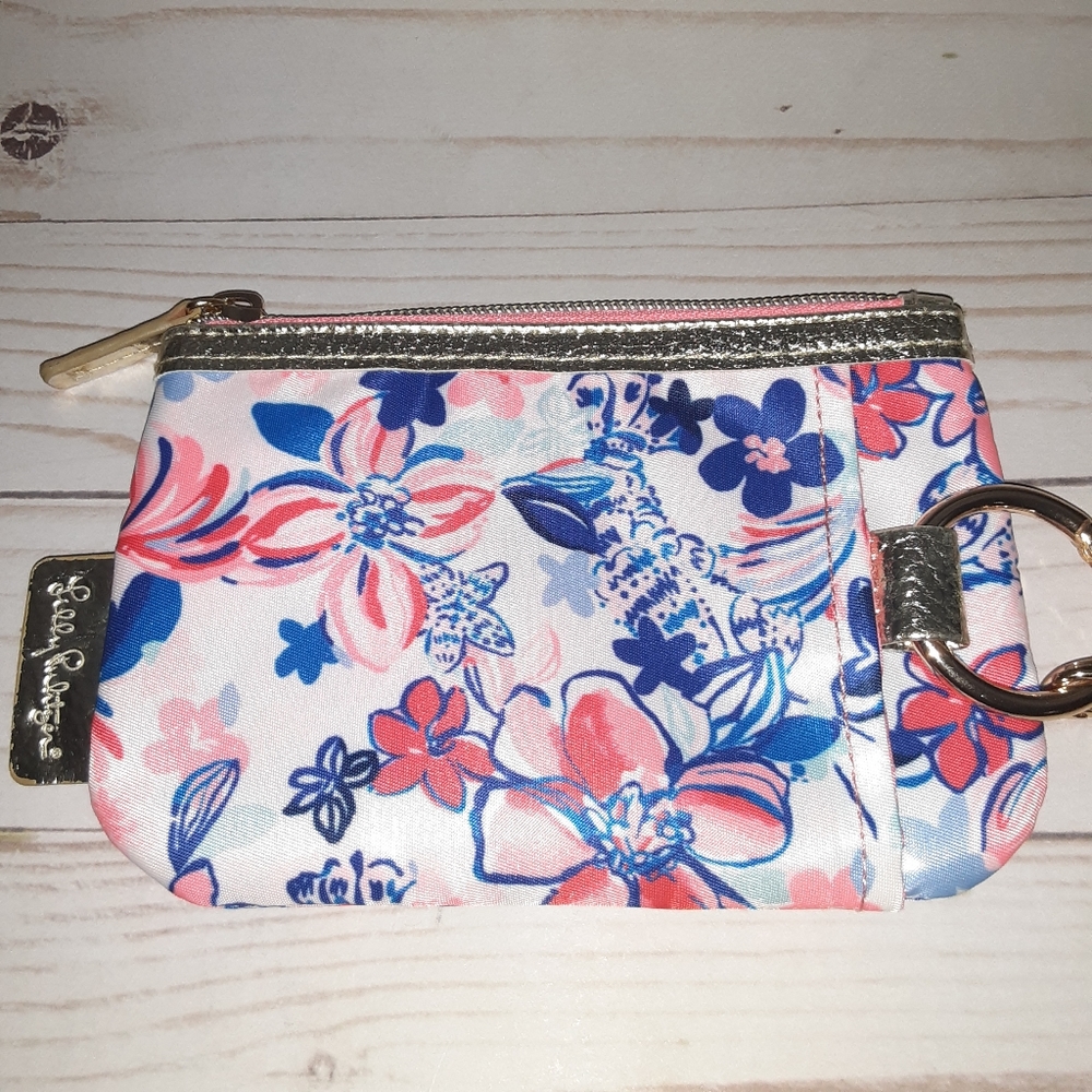 Womens' Lilly Pulitzer Wristlet Blue Pink White Floral Flower Print